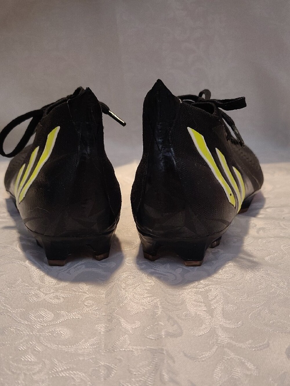 Adidas Men’s Black Soccer Cleats with Neon Yellow Stripes - Picture 4 of 8